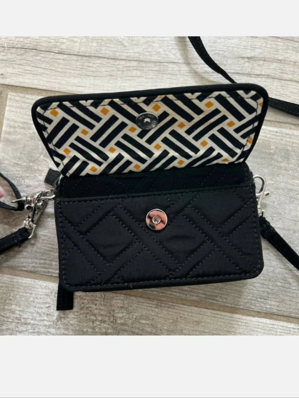 Vera Bradley Black Quilted Mini Crossbody Wallet